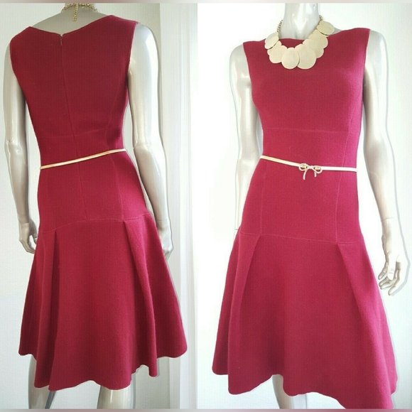 *$3,800 OSCAR DE LA RENTA STUNNING WOOL CASHMERE PLEADED RUNWAY DRESS US S - Picture 3 of 10